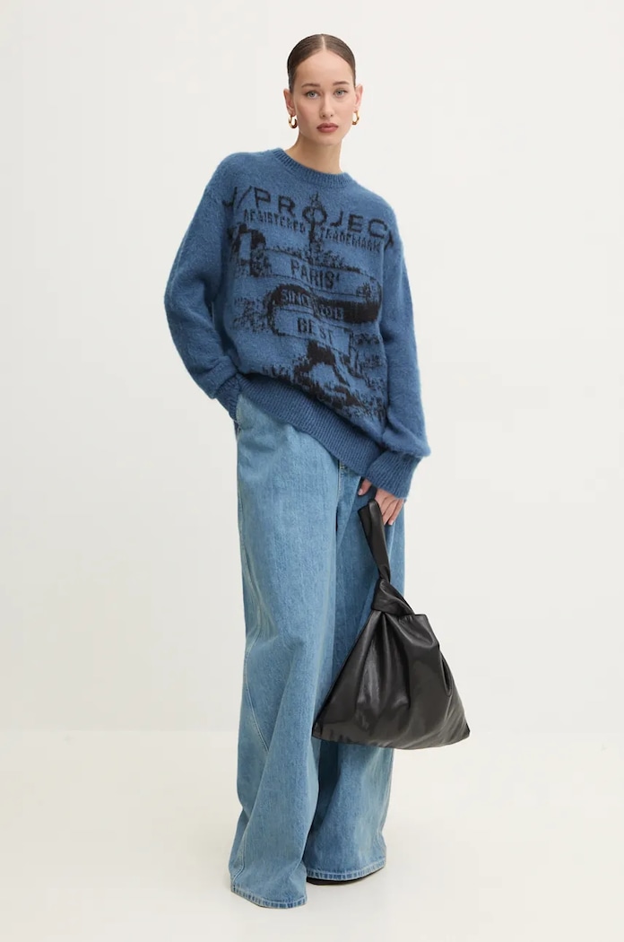 Пуловер с мохер Y/Project PARIS' BEST JACQUARD PULLOVER син 206SW001