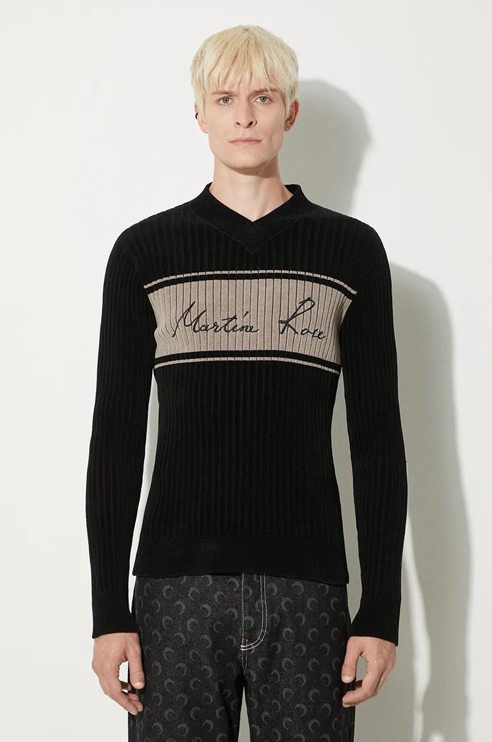Martine Rose sweter Chenille V-Neck Jumper pozostałe czarny 946YA02008