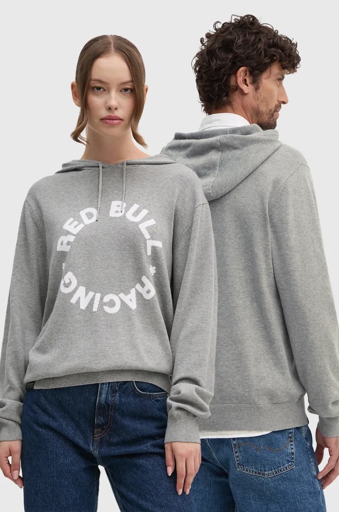 Pamučni pulover Red Bull Racing x Pepe Jeans pamuk siva RU700001