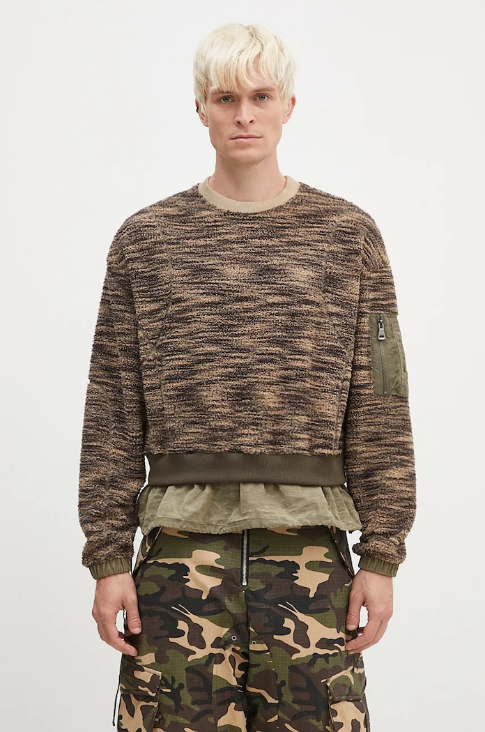 Andersson Bell jumper Layered Fleece Sweater all-over print green atb1171m