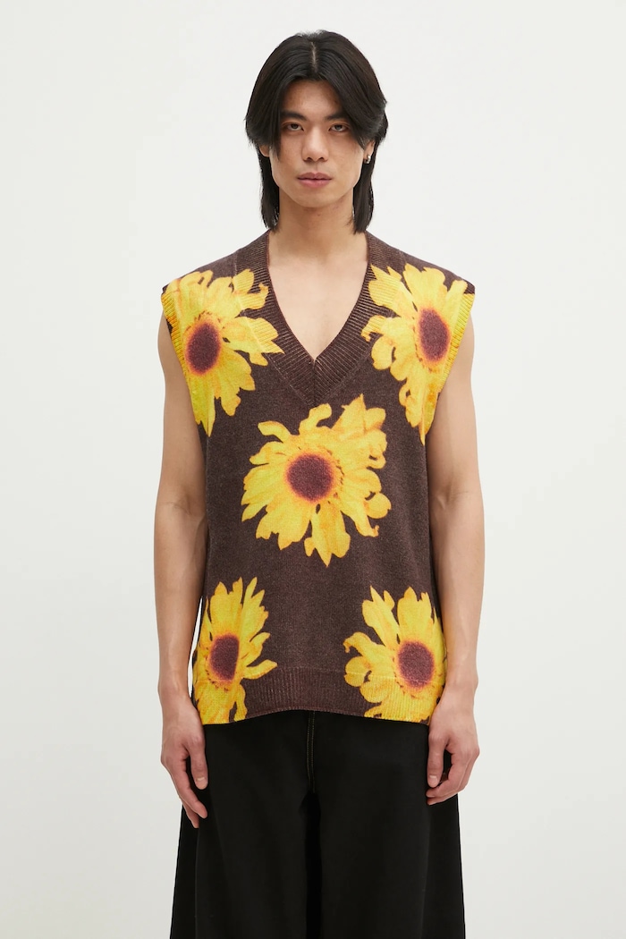Vuneni prsluk JW Anderson Printed Vest s uzorkom smeđa KW1305.YN0008.685