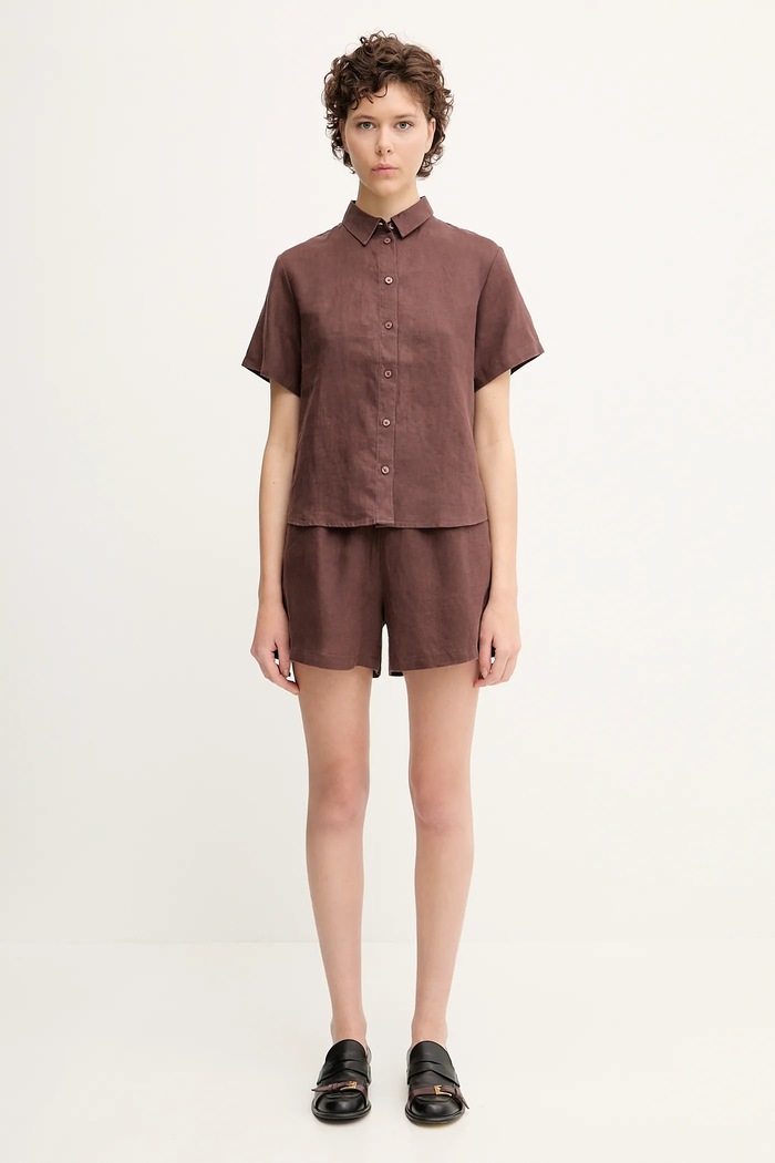 Samsoe Samsoe linen shorts MAREN F23900001 brown