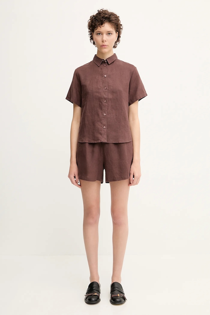 Samsoe Samsoe linen shorts MAREN F23900001 brown