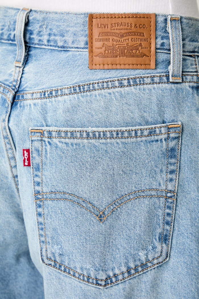 Levi's къс панталон дамски от деним BAGGY DAD син 000MJ