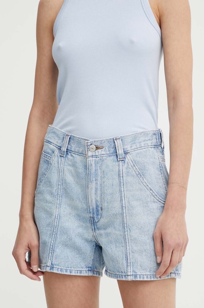 Levi's pantaloncini di jeans CARPENTER SHORT alta blu A8719