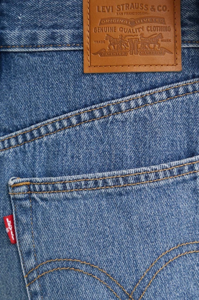 Levi's къс панталон дамски от деним HIGH BAGGY SHORT син A9311