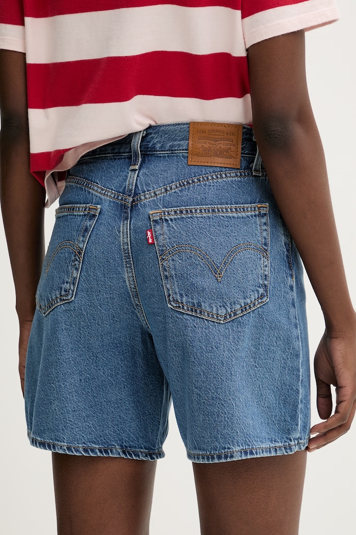 Ρούχα Levi's σορτς γυναικεία ντένιμ HIGH BAGGY SHORT A9311 μπλε