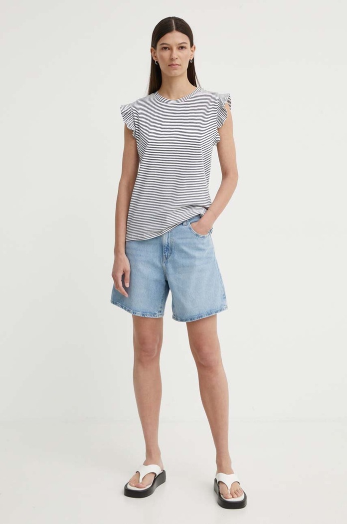 Levi's къс панталон дамски от деним HIGH BAGGY SHORT A9311 син AA00
