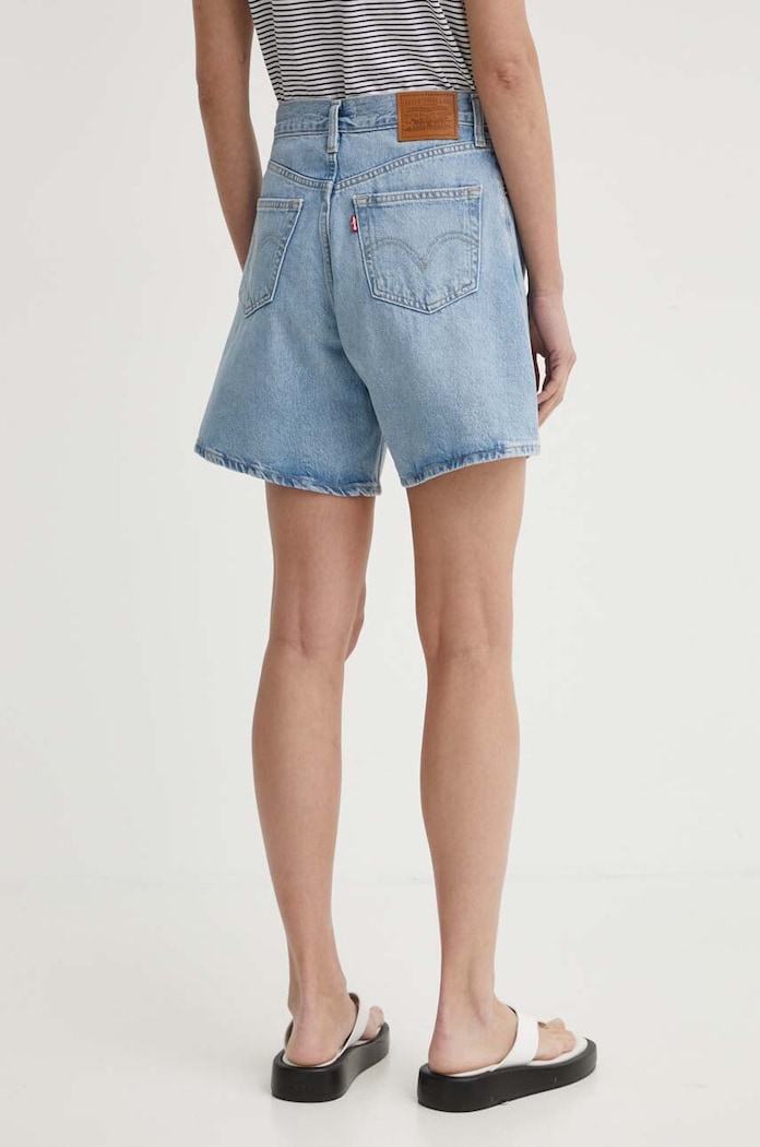 Дрехи Levi's къс панталон дамски от деним HIGH BAGGY SHORT A9311 син