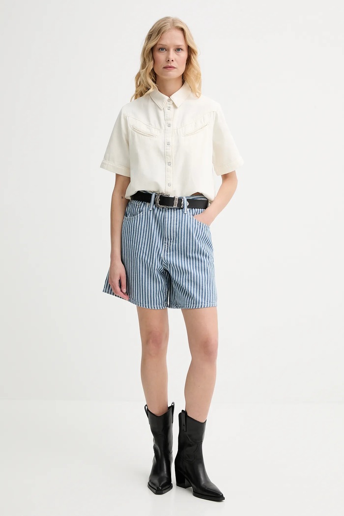 Levi's pantaloncini da donna in jeans HIGH BAGGY SHORT A9311 blu AA00