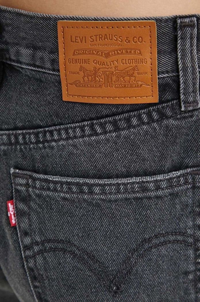 Levi's къс панталон дамски от деним HIGH BAGGY SHORT черен A9311