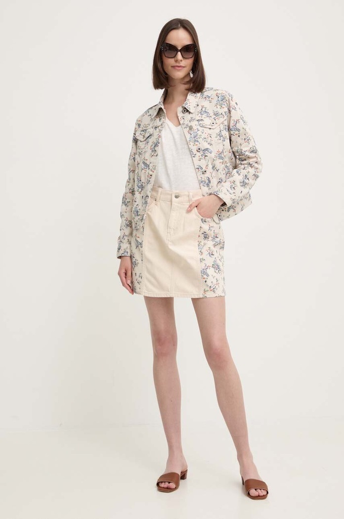 Pepe Jeans spódnica jeansowa MINI SKIRT HW PAISLEY PL901135 beżowy AW24