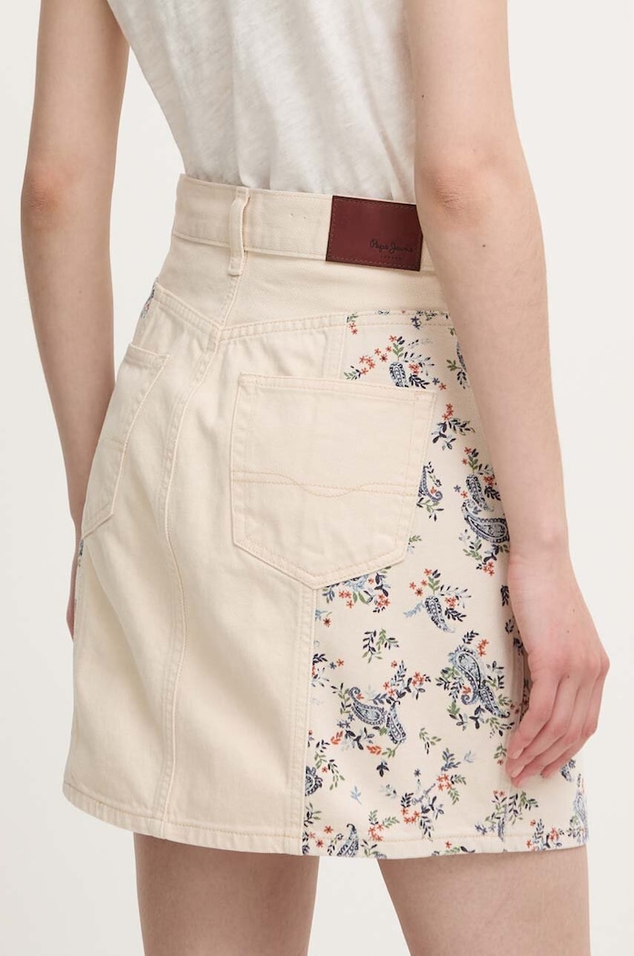 Odzież Pepe Jeans spódnica jeansowa MINI SKIRT HW PAISLEY PL901135 beżowy