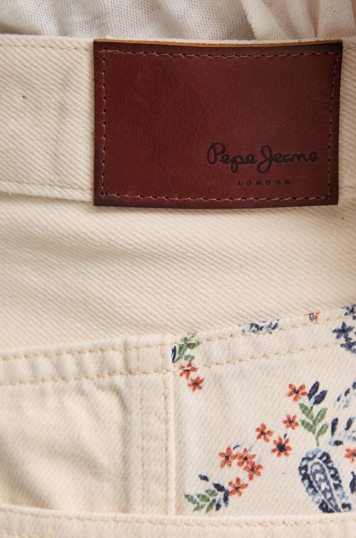 Pepe Jeans spódnica jeansowa MINI SKIRT HW PAISLEY PL901135 beżowy