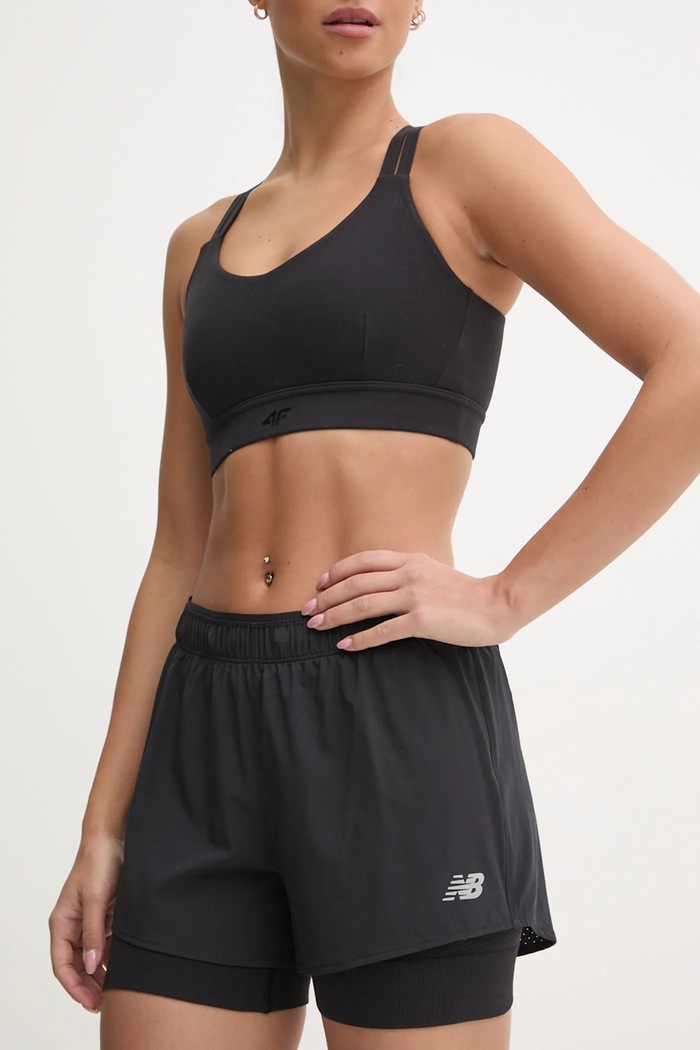 Bežecké šortky New Balance s elastanom čierna WS41287BK