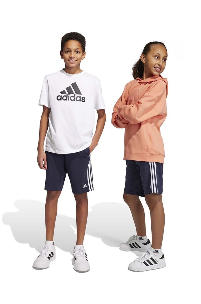 Παιδικό βαμβακερό σορτς adidas U 3SN SHO βαμβάκι σκούρο μπλε HY4717