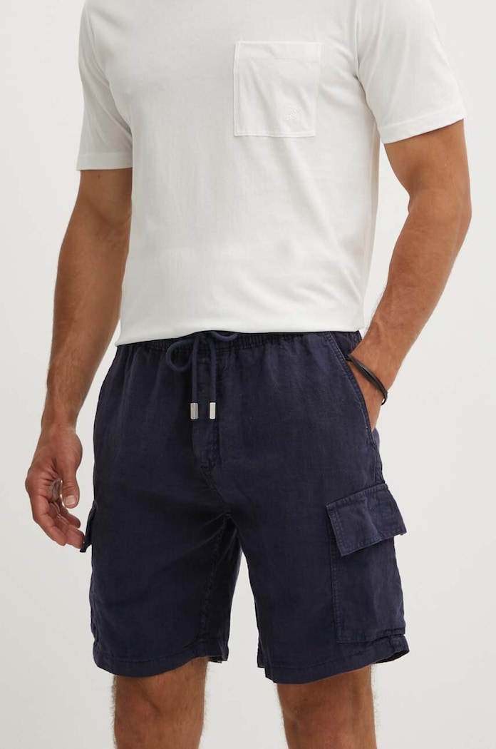 Vilebrequin pantaloni scurti din in BAIE in bleumarin BAIU3U01