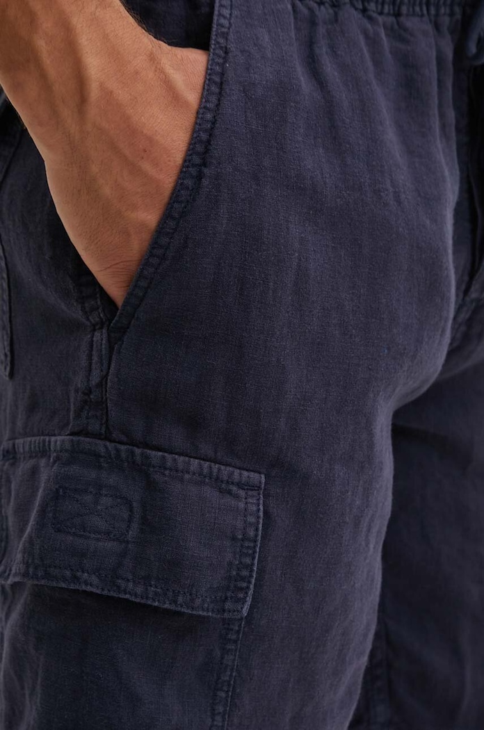 Vilebrequin pantaloni scurti din in BAIE bleumarin BAIU3U01