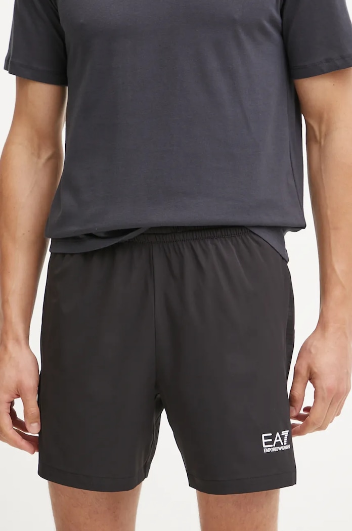 Къс панталон за трениране EA7 Emporio Armani еластичен черен PNDDZ.6DPS01.1200