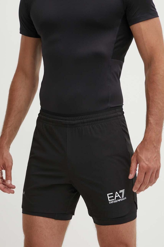 Къс панталон за трениране EA7 Emporio Armani текстил черен PNBXZ.8NPS09.1200