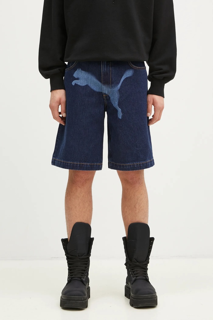 Bavlněné riflové kraťasy Puma PUMA X A$AP ROCKY Denim Short potisk námořnická modř 631066