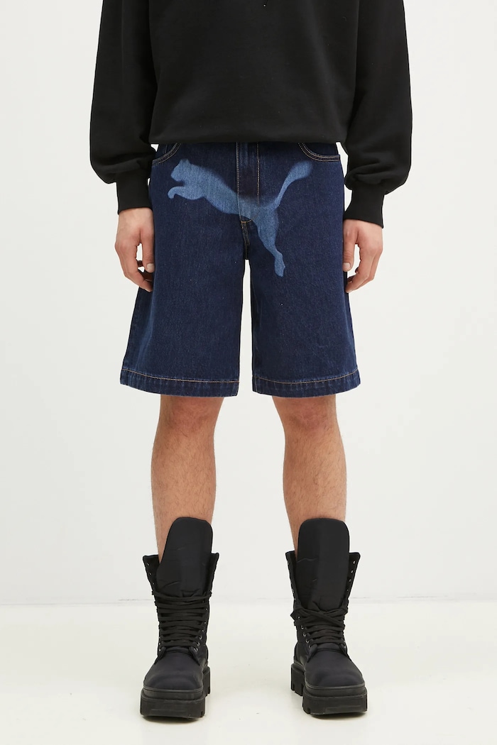 Bavlněné riflové kraťasy Puma PUMA X A$AP ROCKY Denim Short potisk námořnická modř 631066