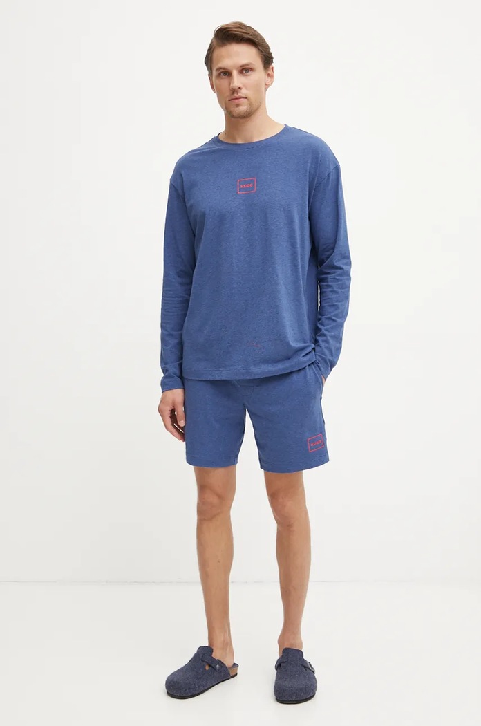 HUGO szorty piżamowe męskie z bawełną Laze Shorts CW 50525247 granatowy SS26