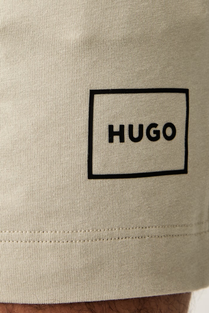 HUGO pyžamové šortky pánske s bavlnou Laze Shorts CW béžová 50525247