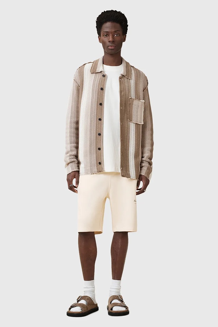 Bavlnené šortky AllSaints UNDRGRND SWEATSHORT bavlna béžová M002TC