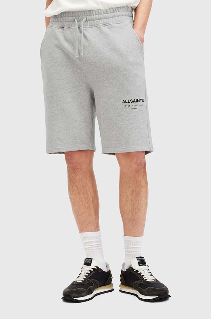 Bavlnené šortky AllSaints UNDRGRND SWEATSHORT M002TC sivá SS26