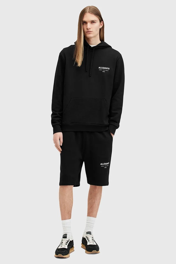 Памучен къс панталон AllSaints UNDRGRND SWEATSHORT памук черен M002TC