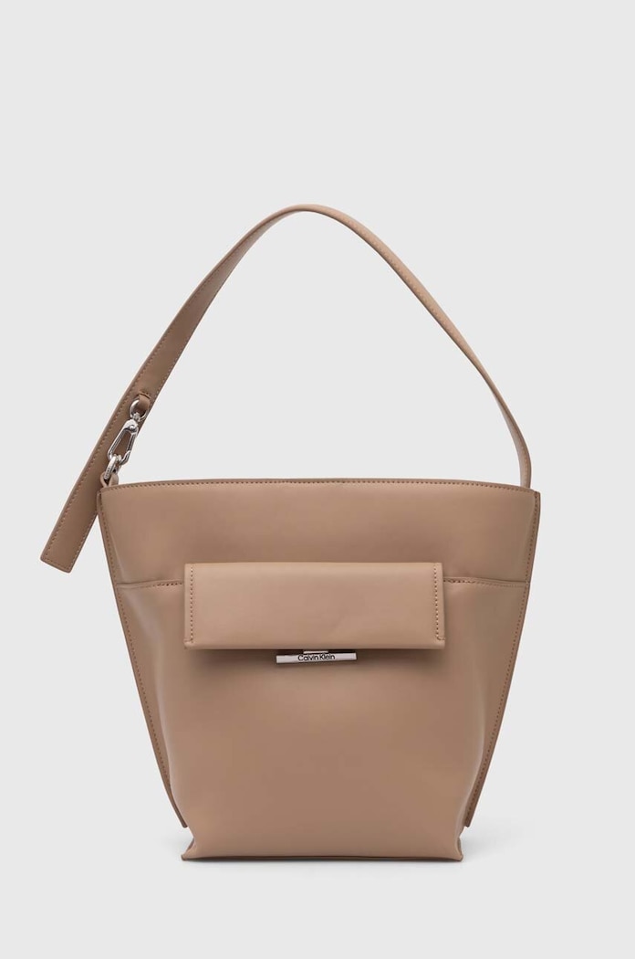 Kabelka Calvin Klein imitácia kože béžová K60K612109