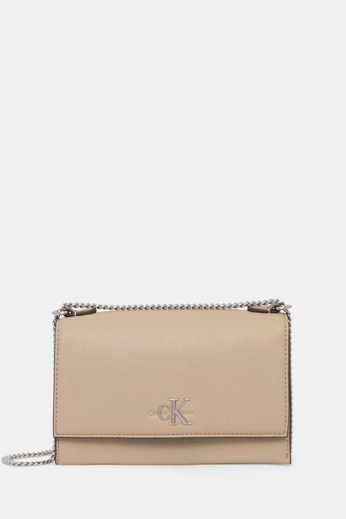 Τσάντα Calvin Klein Jeans απομίμηση λείου δέρματος μπεζ K60K612233