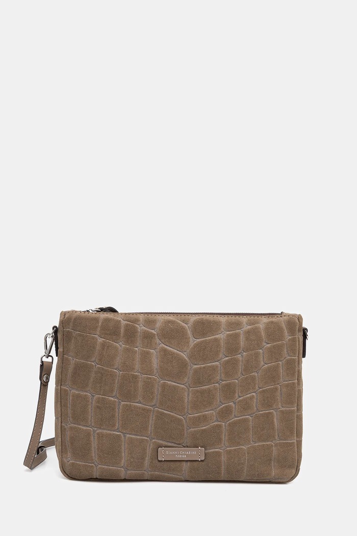 Gianni Chiarini geantă de mână din piele întoarsă NORA POUCH uni verde BS.10225.CM.PL