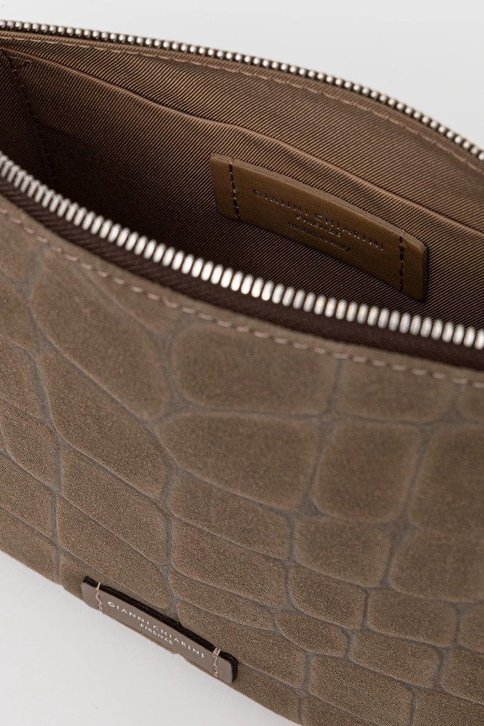 Gianni Chiarini geantă de mână din piele întoarsă NORA POUCH BS.10225.CM.PL verde