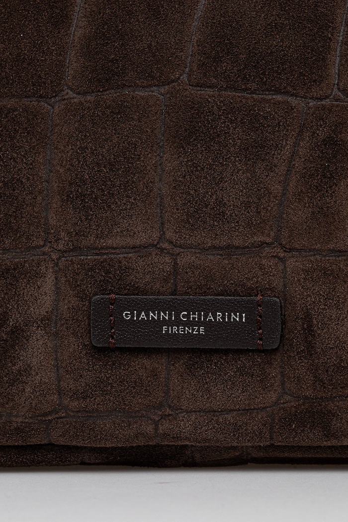 Geantă crossbody pentru femei din piele întoarsă NORA POUCH Gianni Chiarini BS.10225.CM.PL maro