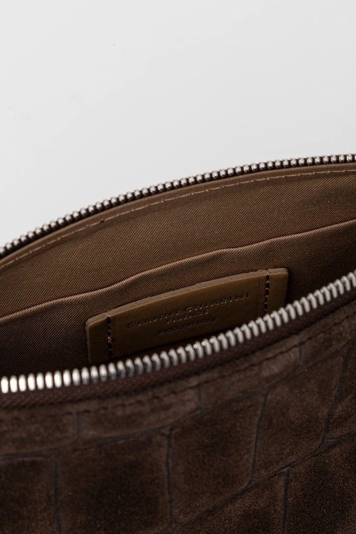Geantă crossbody pentru femei din piele întoarsă NORA POUCH Gianni Chiarini maro BS.10225.CM.PL