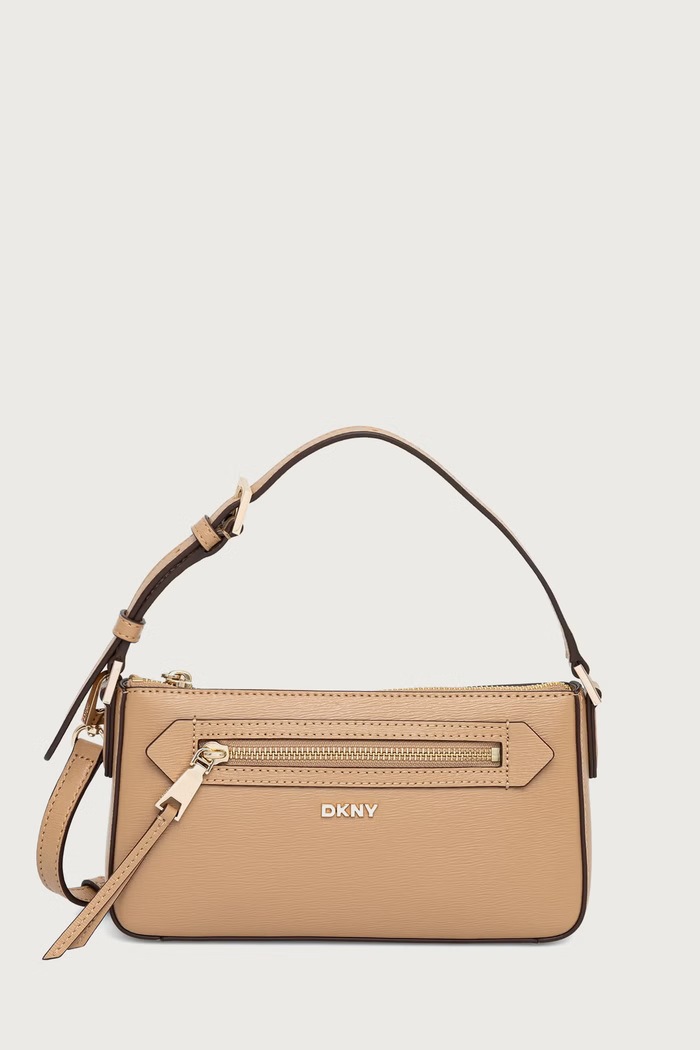 DKNY torebka crossbody damska skórzana skóra licowa beżowy R42HKE18