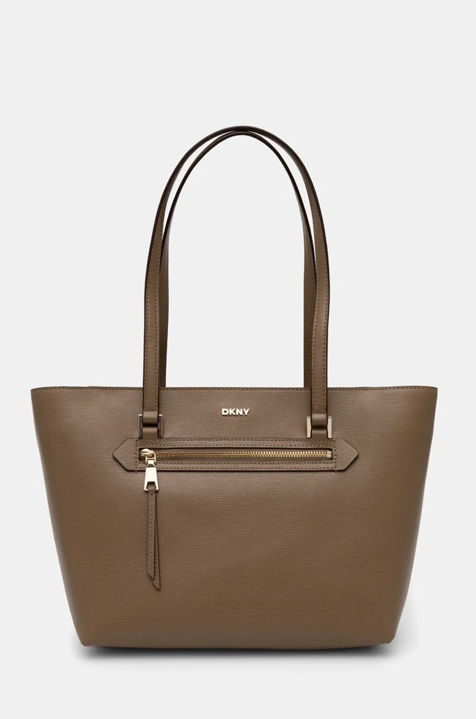 Dkny torebka skórzana skóra licowa brązowy R42A3E20