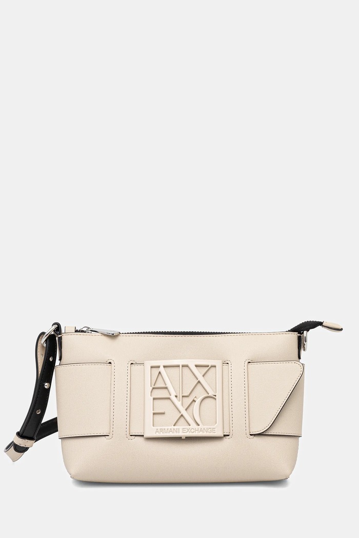 Armani Exchange torebka hobo damska z imitacji skóry aplikacja beżowy 942907.0A874