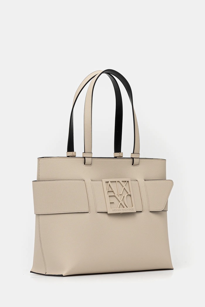 Armani Exchange geantă shopper pentru femei cu imitație de piele 949138.0A874 bej SS26