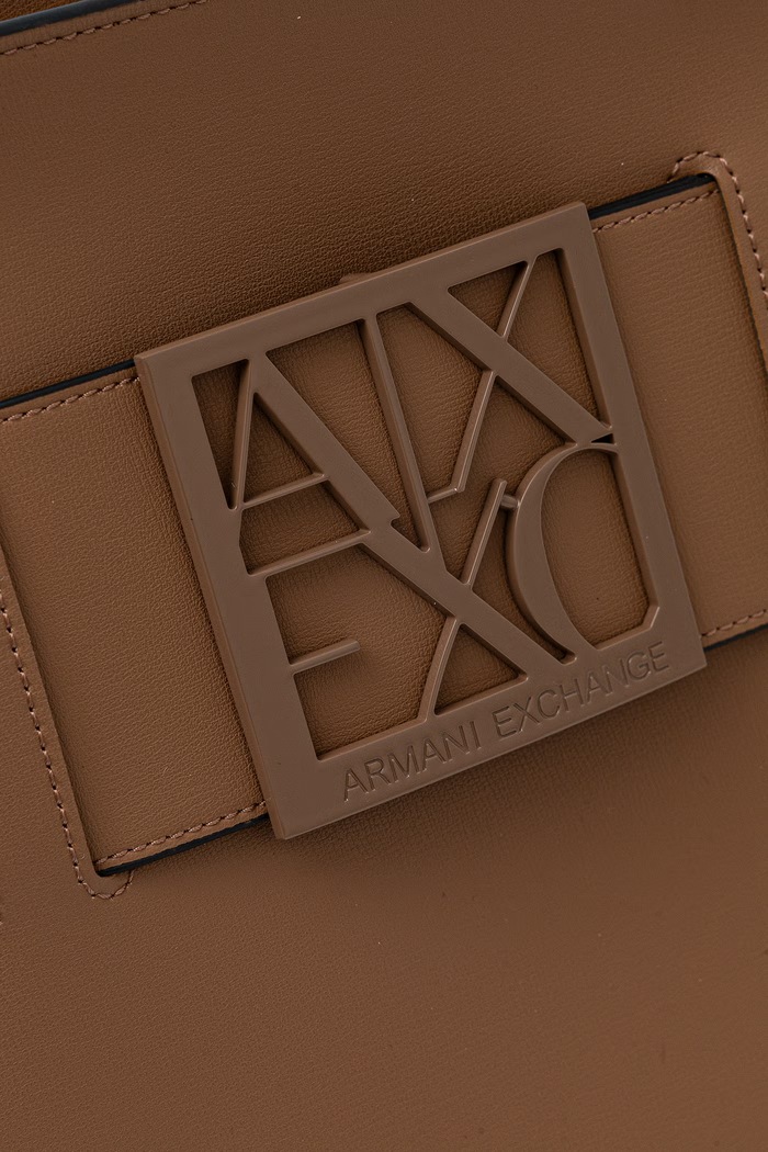 Borsa shopper da donna in similpelle Armani Exchange beige 949138.0A874