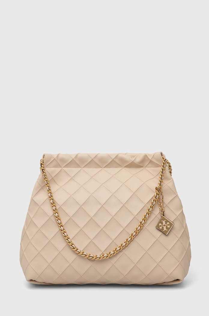 Tory Burch torebka skórzana Fleming Soft Drawstring skóra licowa beżowy 154572.122