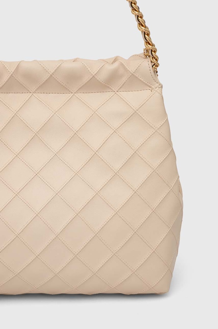 Akcesoria Tory Burch torebka skórzana Fleming Soft Drawstring 154572.122 beżowy
