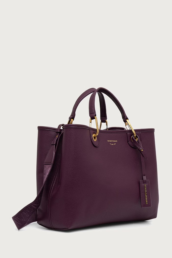 Emporio Armani torebka shopper damska z imitacji skóry EW000360.AF12036 fioletowy SS26