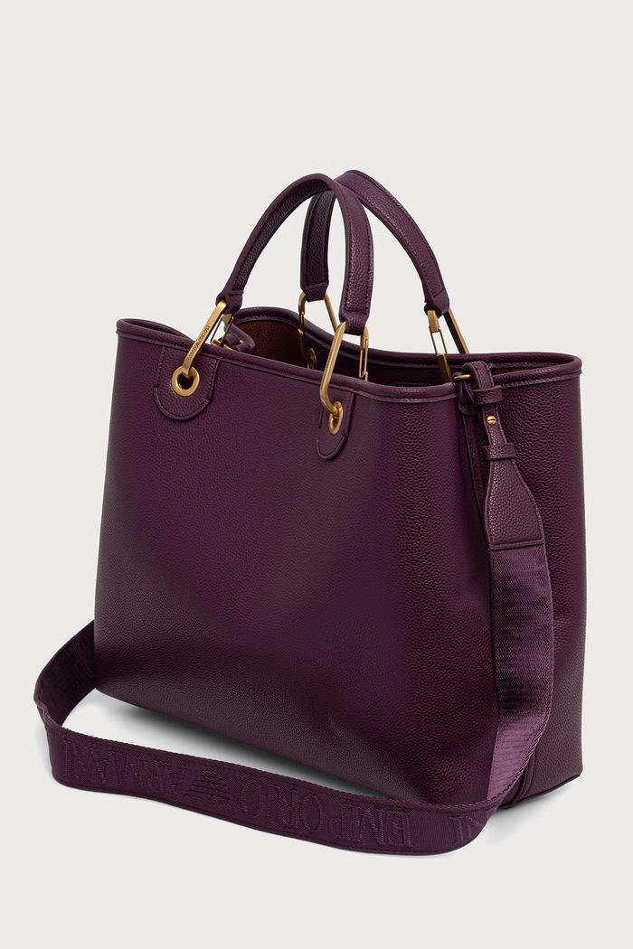 Akcesoria Emporio Armani torebka shopper damska z imitacji skóry EW000360.AF12036 fioletowy