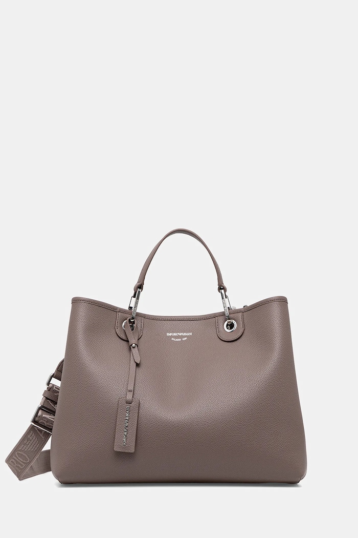 Emporio Armani torebka shopper damska z imitacji skóry mieści A4 brązowy EW000360.AF12036