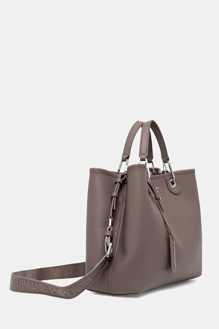 Emporio Armani torebka shopper damska z imitacji skóry EW000360.AF12036 brązowy SS26