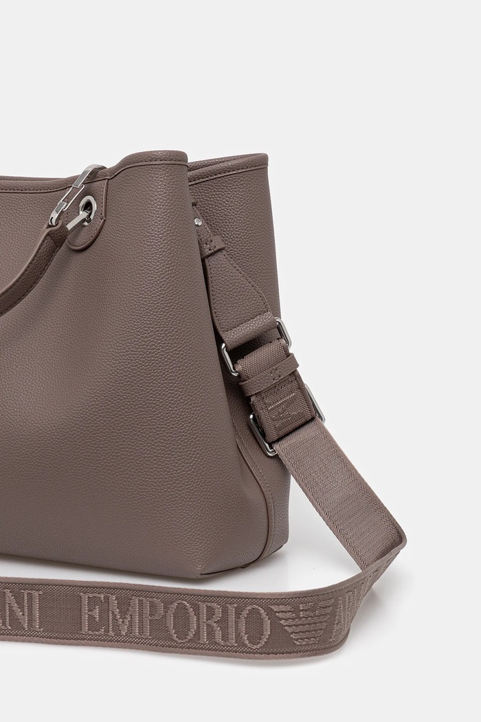 Akcesoria Emporio Armani torebka shopper damska z imitacji skóry EW000360.AF12036 brązowy