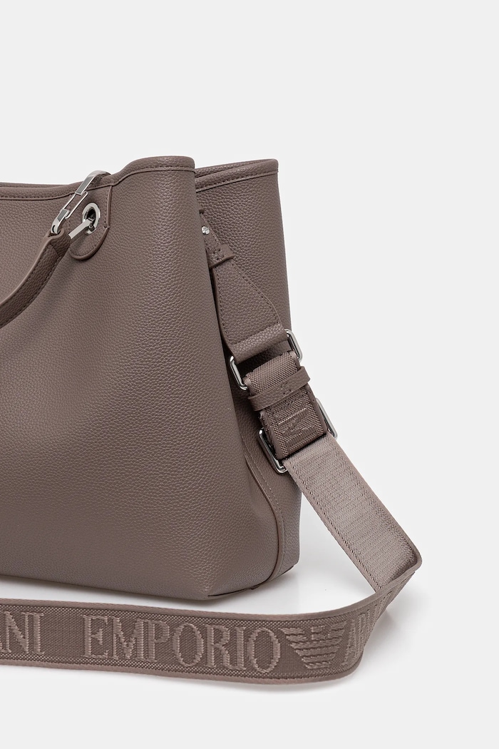 Akcesoria Emporio Armani torebka shopper damska z imitacji skóry EW000360.AF12036 brązowy
